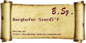Berghofer Szeráf névjegykártya